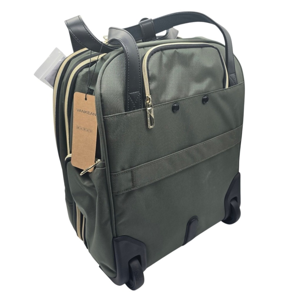 VANKEAN 16 in Rolling Underseat Carry On Luggage Olive Green Travel Suitcase - Picture 3 of 9